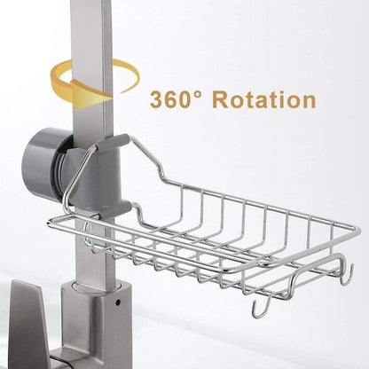 Kitchen Adjustable Sink Faucet Shelf Stainless Steel Drain Rack for Soap