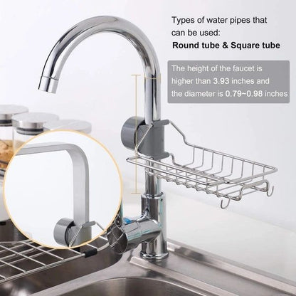 Kitchen Adjustable Sink Faucet Shelf Stainless Steel Drain Rack for Soap