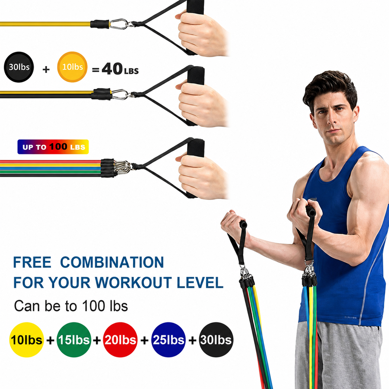 11 Pcs Resistance Band Set For Men & Women