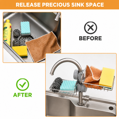 Kitchen Adjustable Sink Faucet Shelf Stainless Steel Drain Rack for Soap