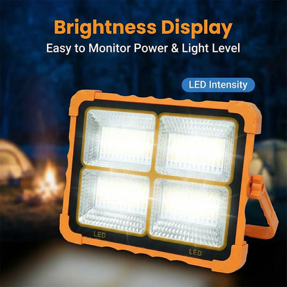 Solar Rechargeable LED Flood Light with Power Bank Function | Super Bright Portable Emergency Work Light