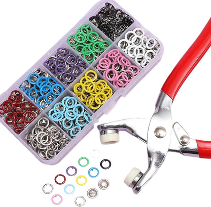 Snap Button Kit – 100 Sets 9.5mm Metal Fasteners with Installation Pliers