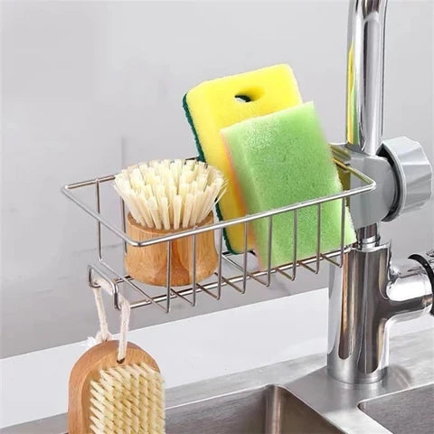 Kitchen Adjustable Sink Faucet Shelf Stainless Steel Drain Rack for Soap