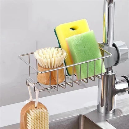 Kitchen Adjustable Sink Faucet Shelf Stainless Steel Drain Rack for Soap