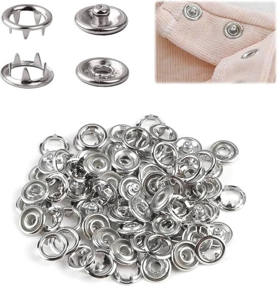 Snap Button Kit – 100 Sets 9.5mm Metal Fasteners with Installation Pliers